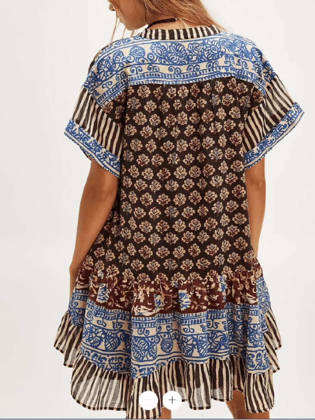 Women's V-Neck Printed Flowing Short Sleeve Mini Dress