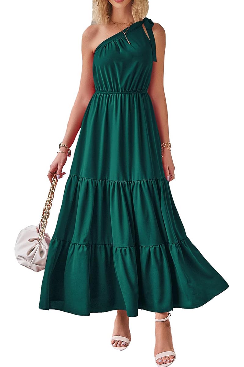 Women's Floral Knotted Off-Shoulder Ruffled Flowing Dress(BUY 2 FREE SHIPPING)