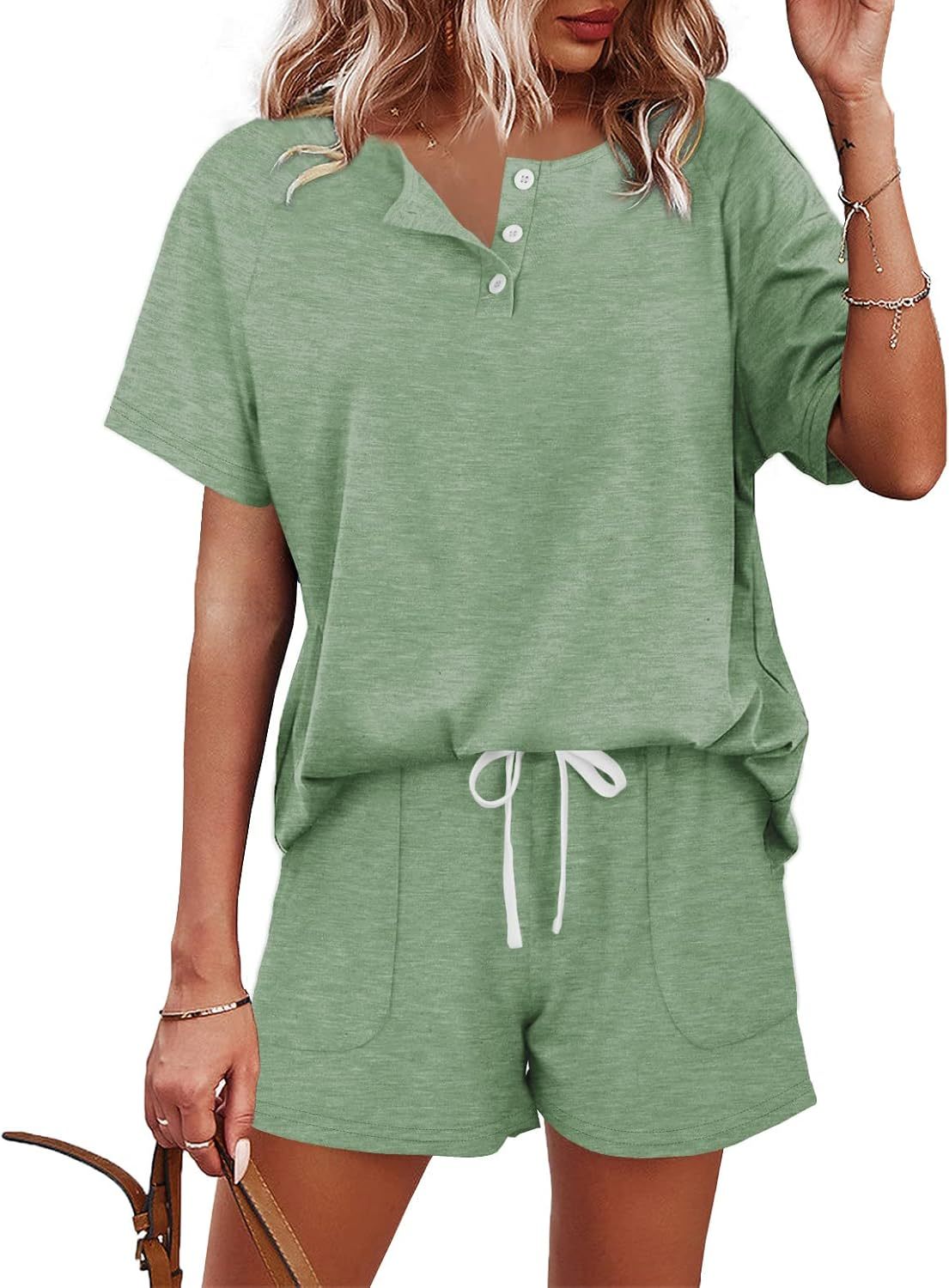 Women's Button Down Top and Shorts Lounge Set Sweatsuits