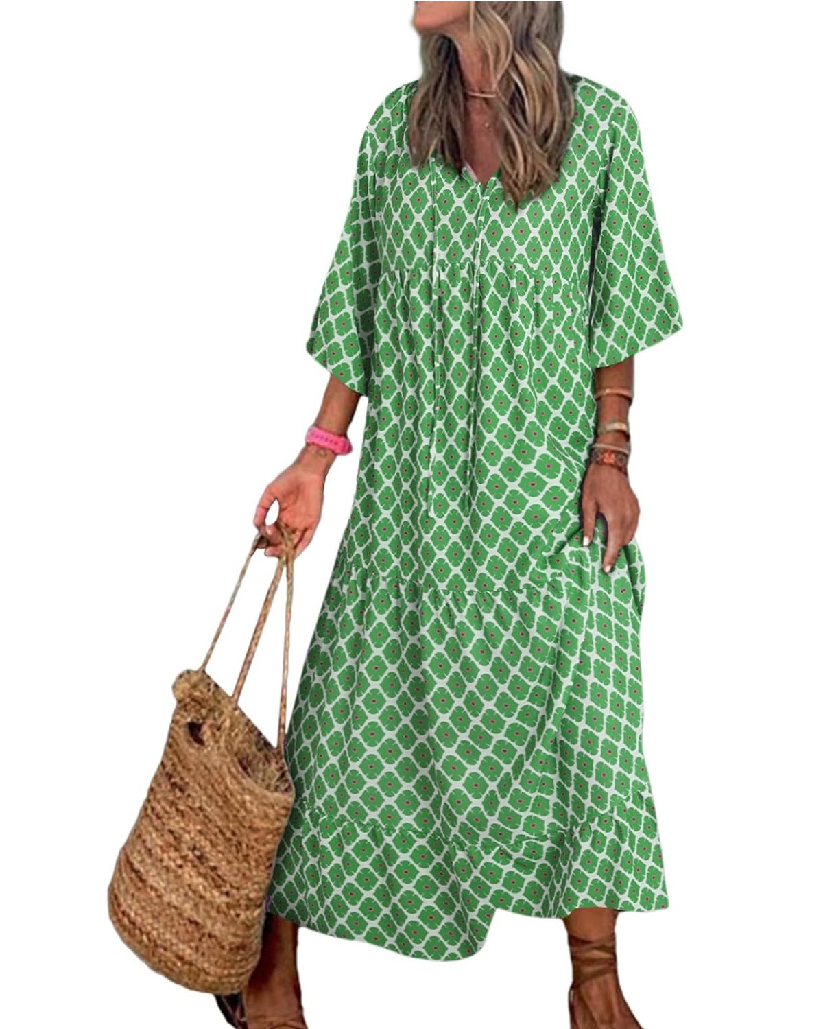 Women's Boho Puff Sleeve Maxi Dress (Buy 2 Free Shipping)