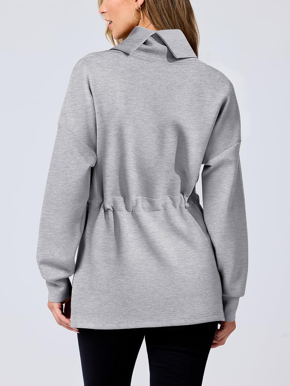 Women's Long Sleeve Turtleneck Drawstring Waist Hoodie Sweatshirts