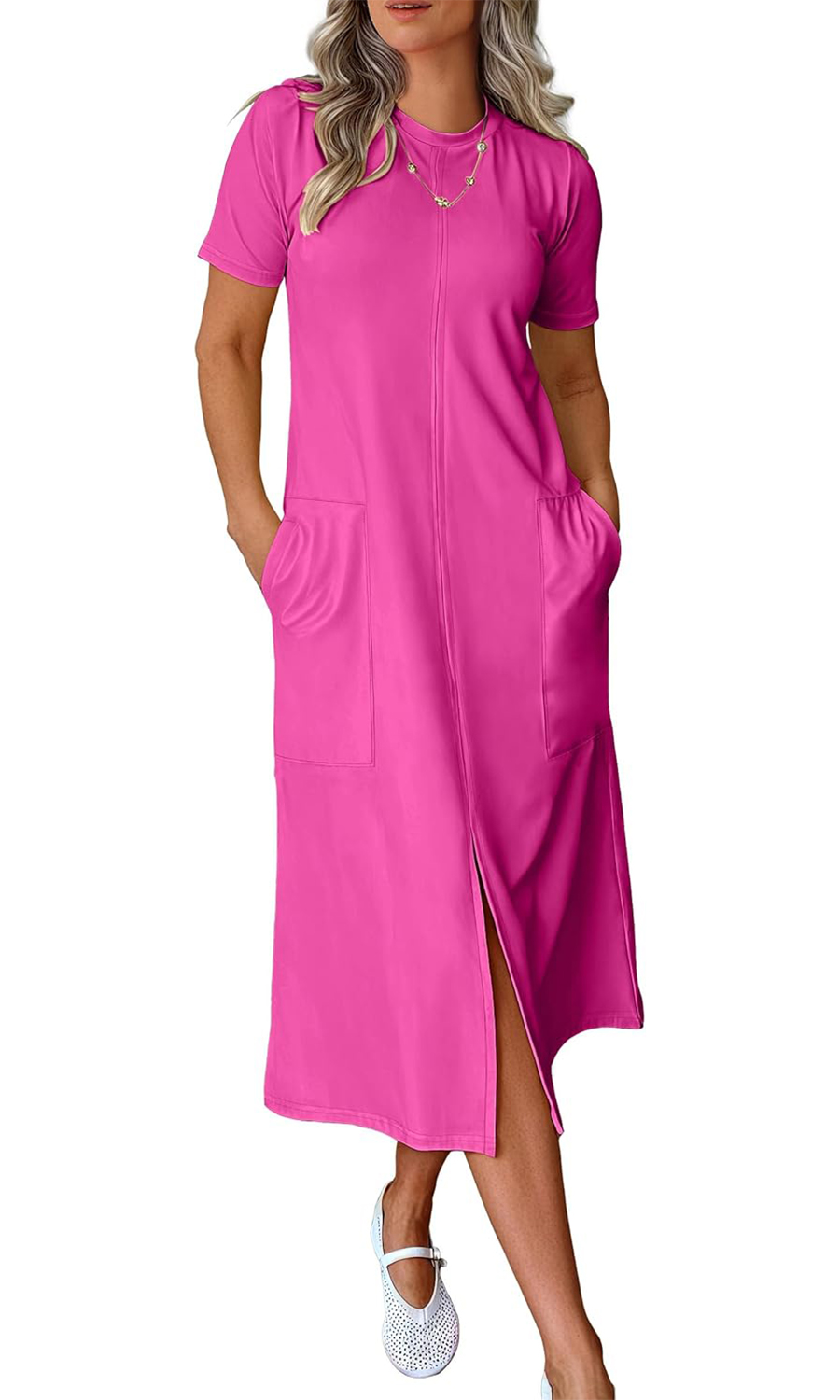 Women's Casual Short Sleeve Crewneck T Shirt Long Dresses(Buy 2 Free Shipping)