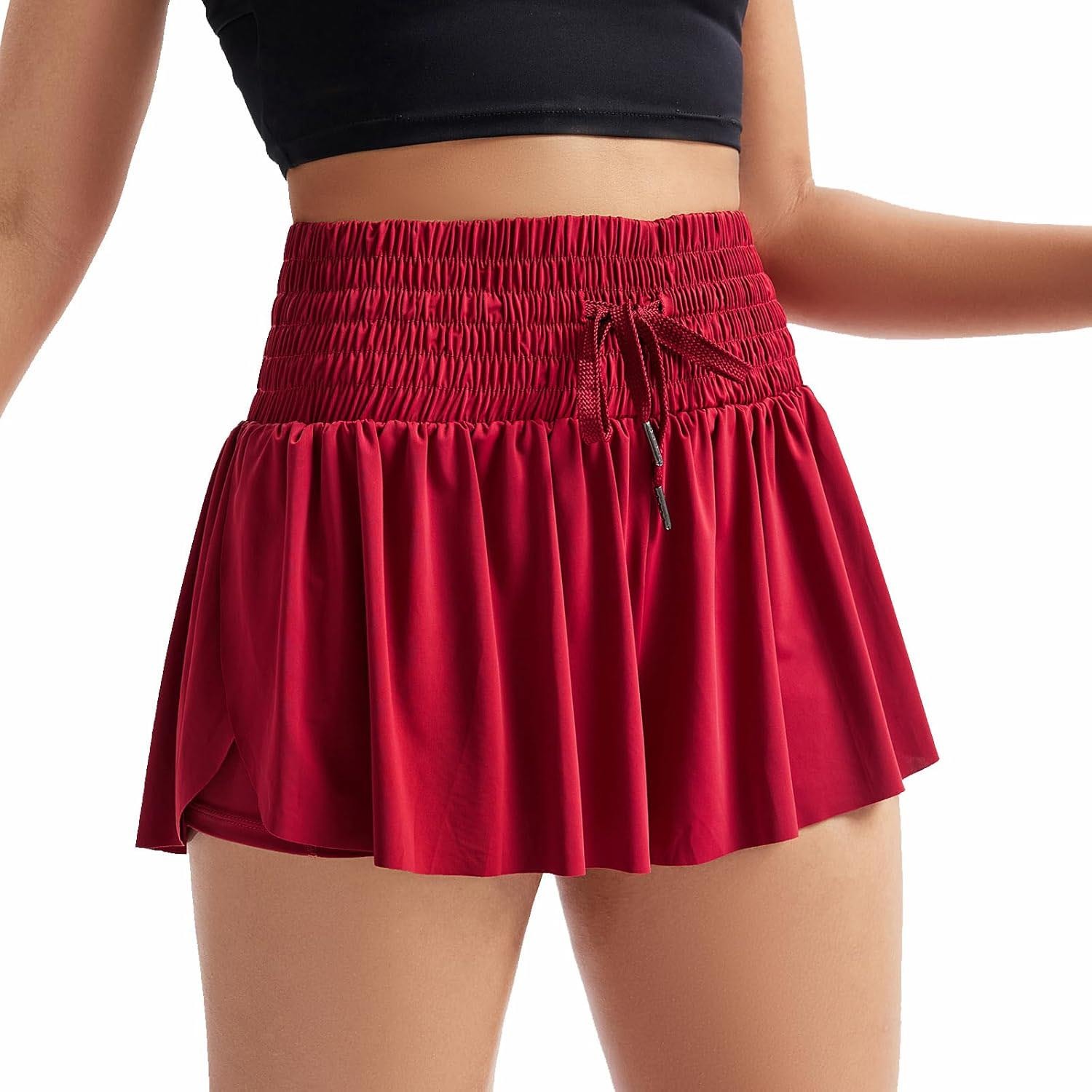 HOT SALE Women's Cute High Waist Drawstring Sports Skirt Built-in Shorts with Pockets