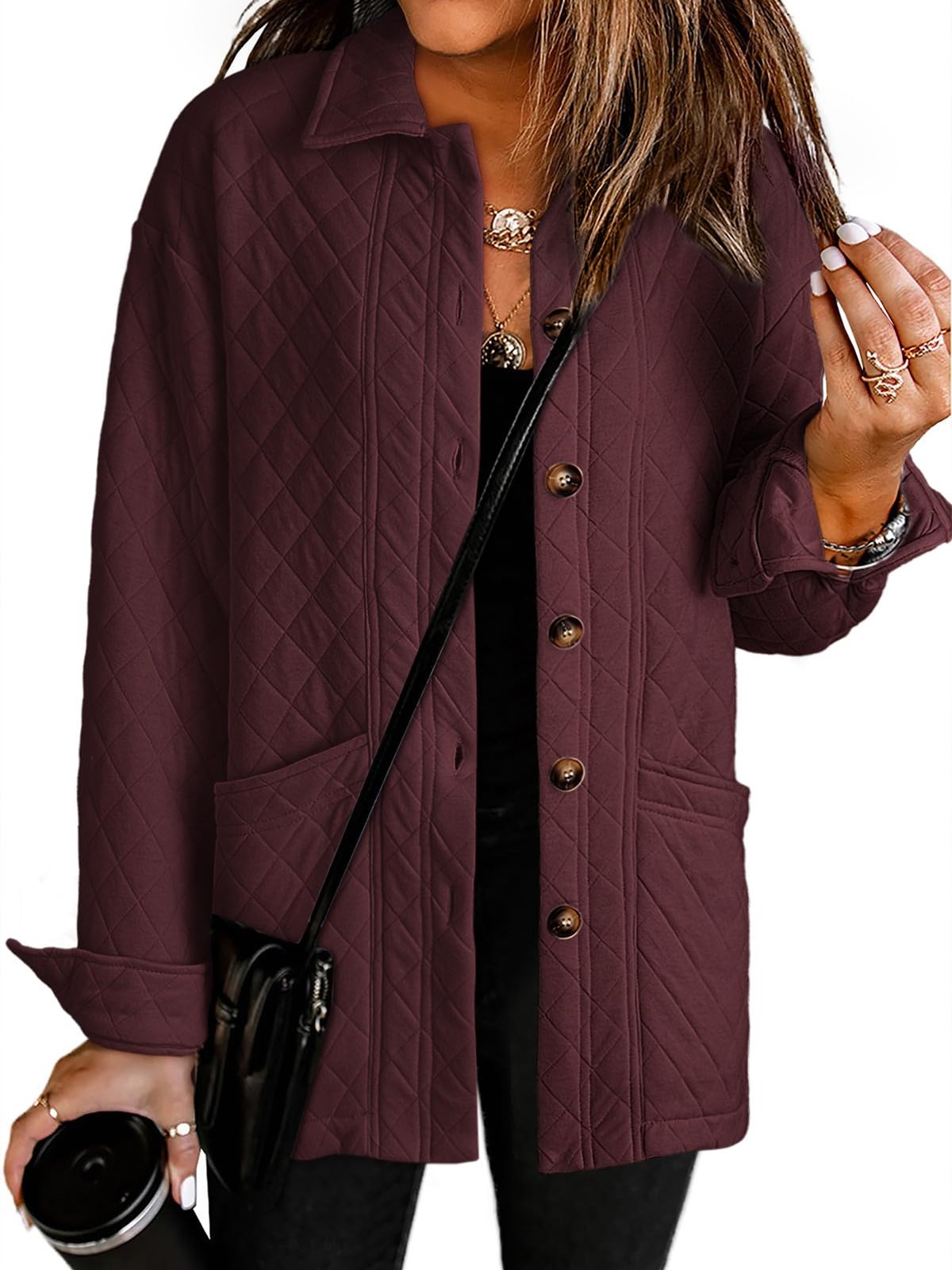 HOT SALE Women's Casual Button Down Long Sleeve Quilted Jackets