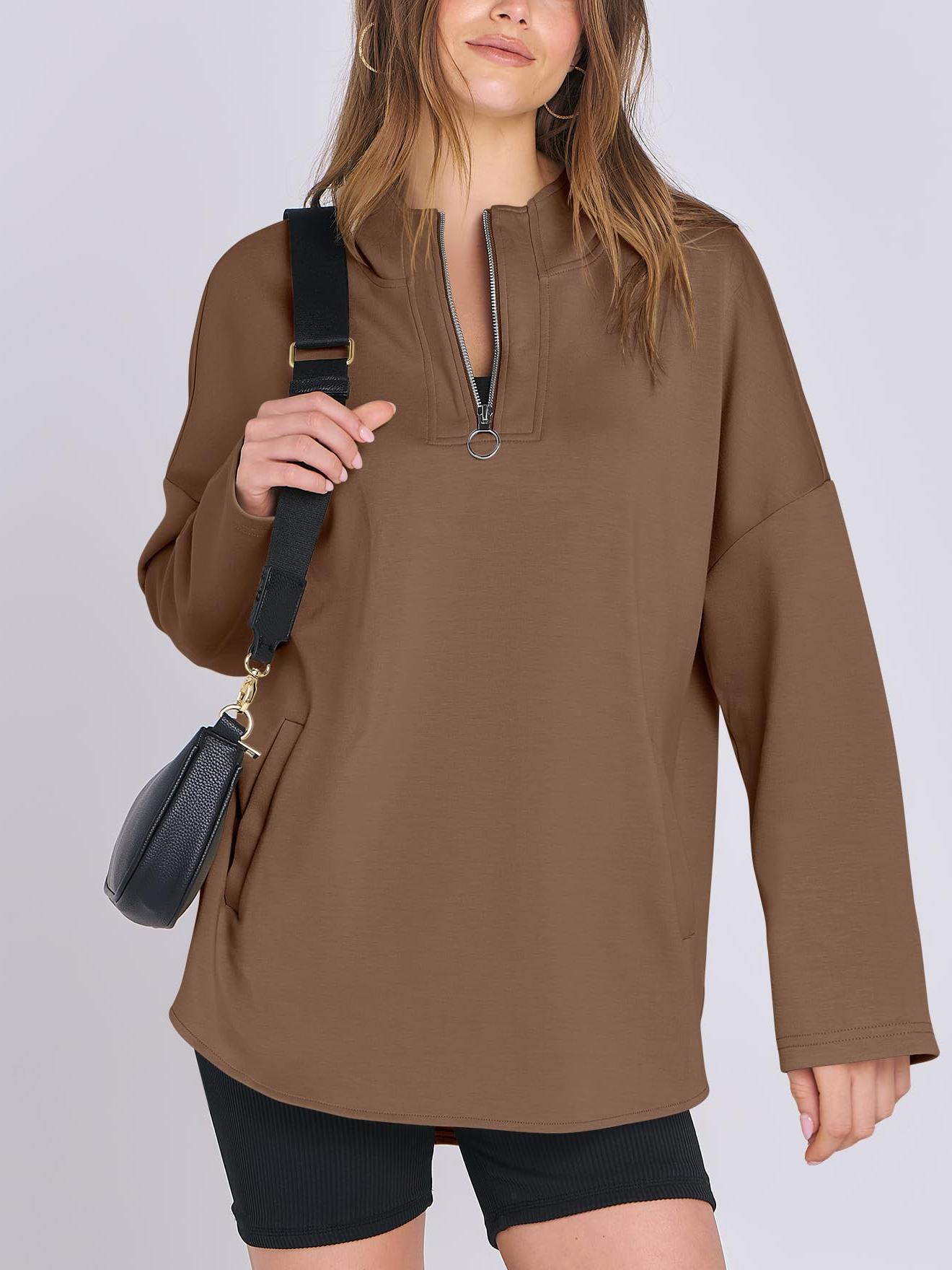 🔥Hot Sale-Women's Oversized Quarter Zip Tunic Hoodie (Buy 2 Free Shipping)
