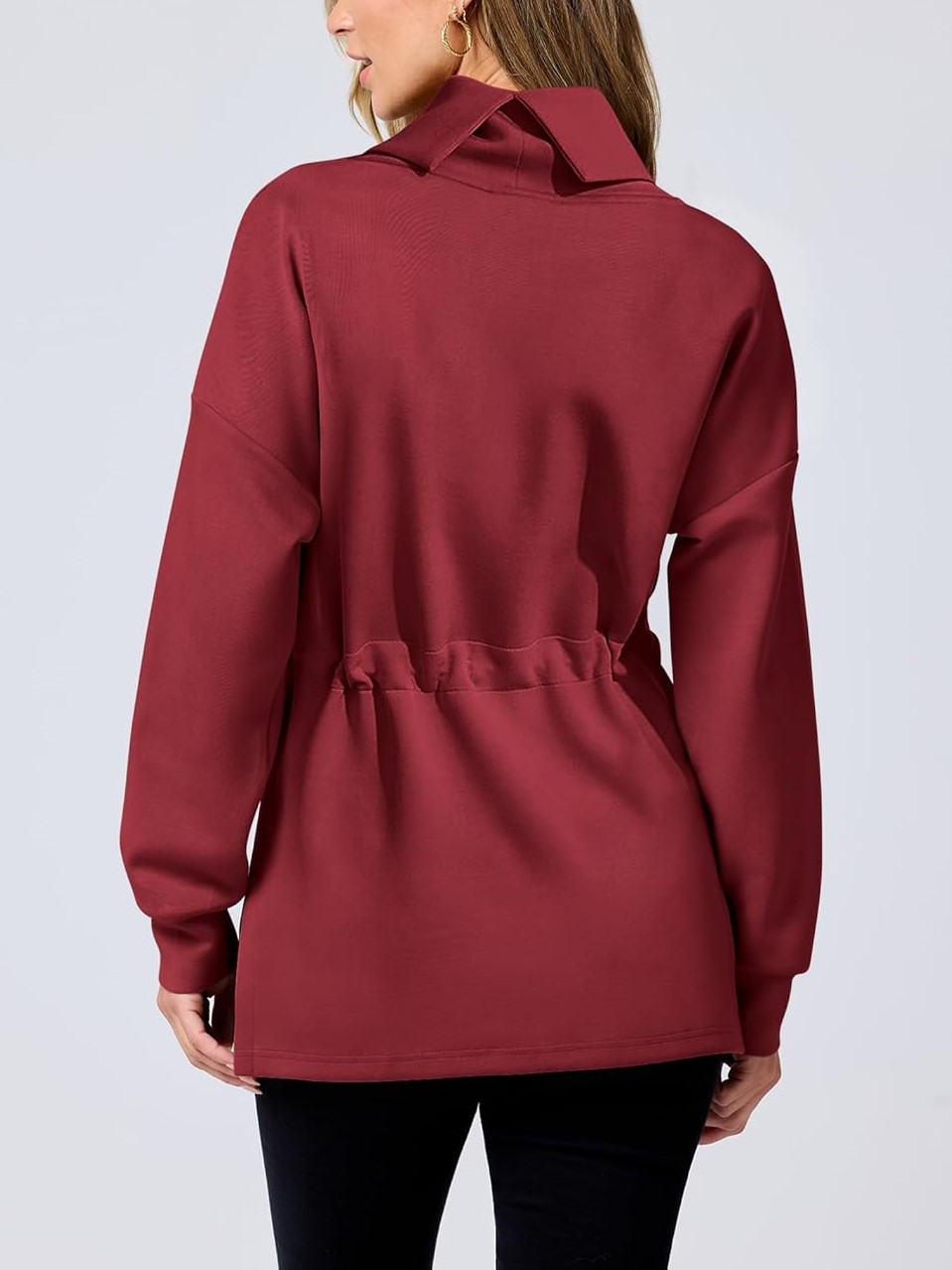 Women's Long Sleeve Turtleneck Drawstring Waist Hoodie Sweatshirts