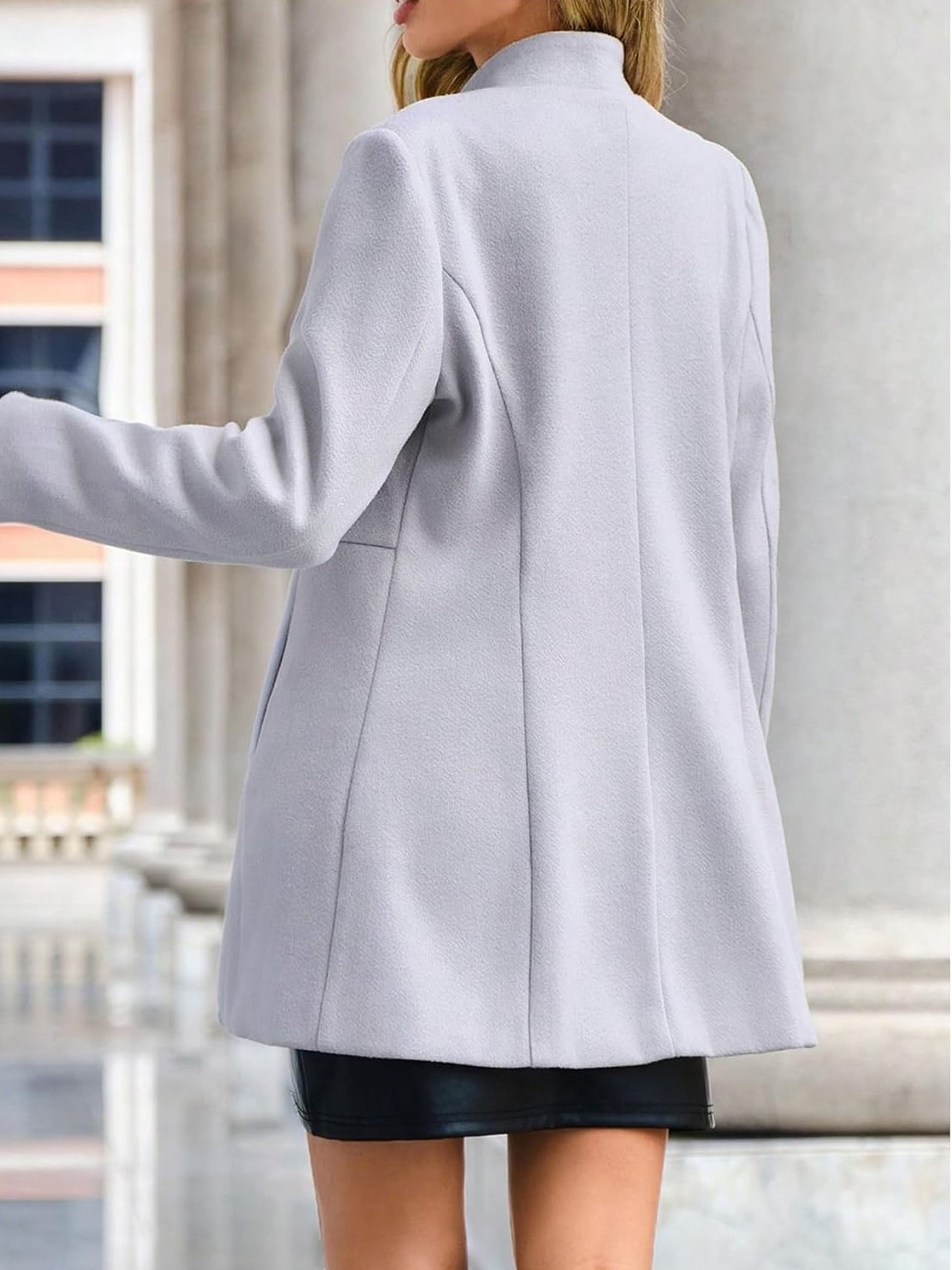 Women's Notch Lapel Slim Fit Overcoat Long Sleeve Blazer Jacket