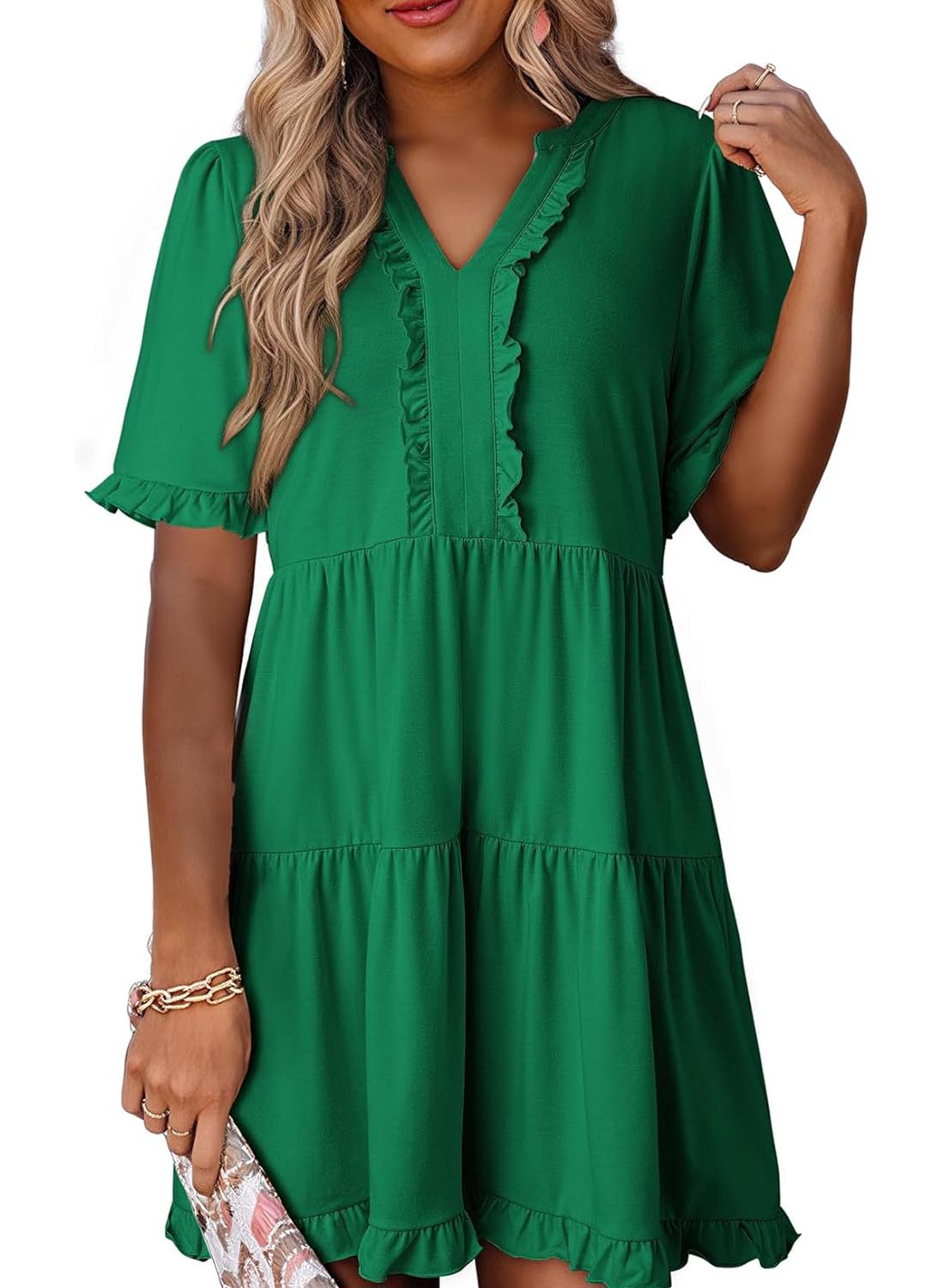 Women's Spring Short Sleeve Casual A-Line Flowing Hem Dress(BUY 2 FREE SHIPPING)