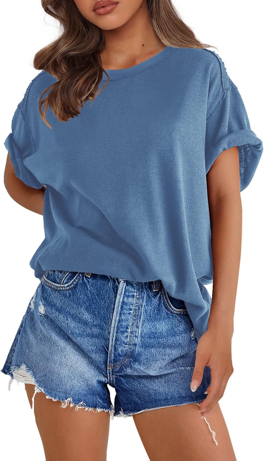 Womens Oversized T Shirts  Short Sleeve Summer Tees Loose Fit Tops(🔥50% OFF!!)