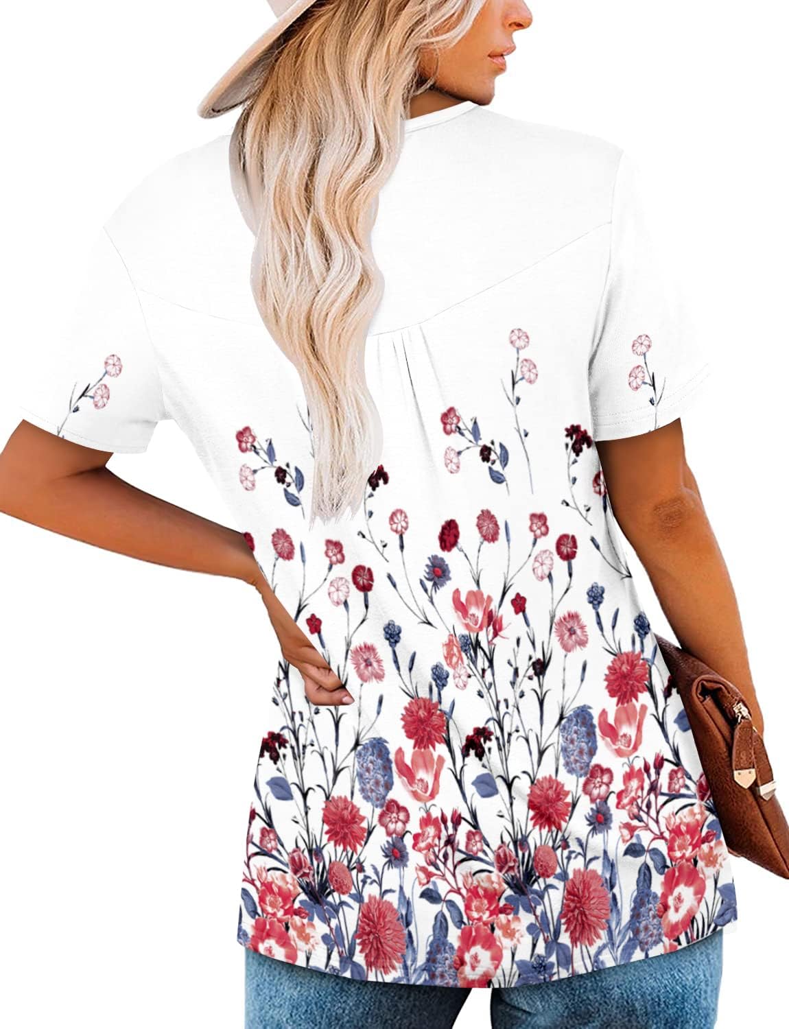 Women's Summer Printed Pleated Crew Neck Tee (Buy 3 Free Shipping)