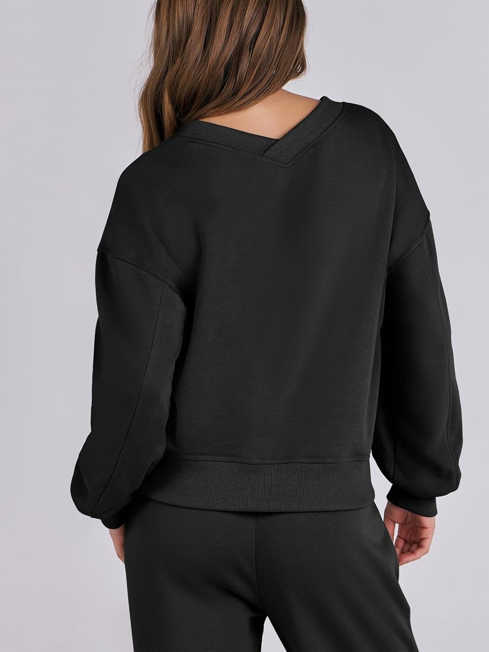 Women's V Neck Sweatshirts Wide Leg Jogger Sweatpants Lounge Sets