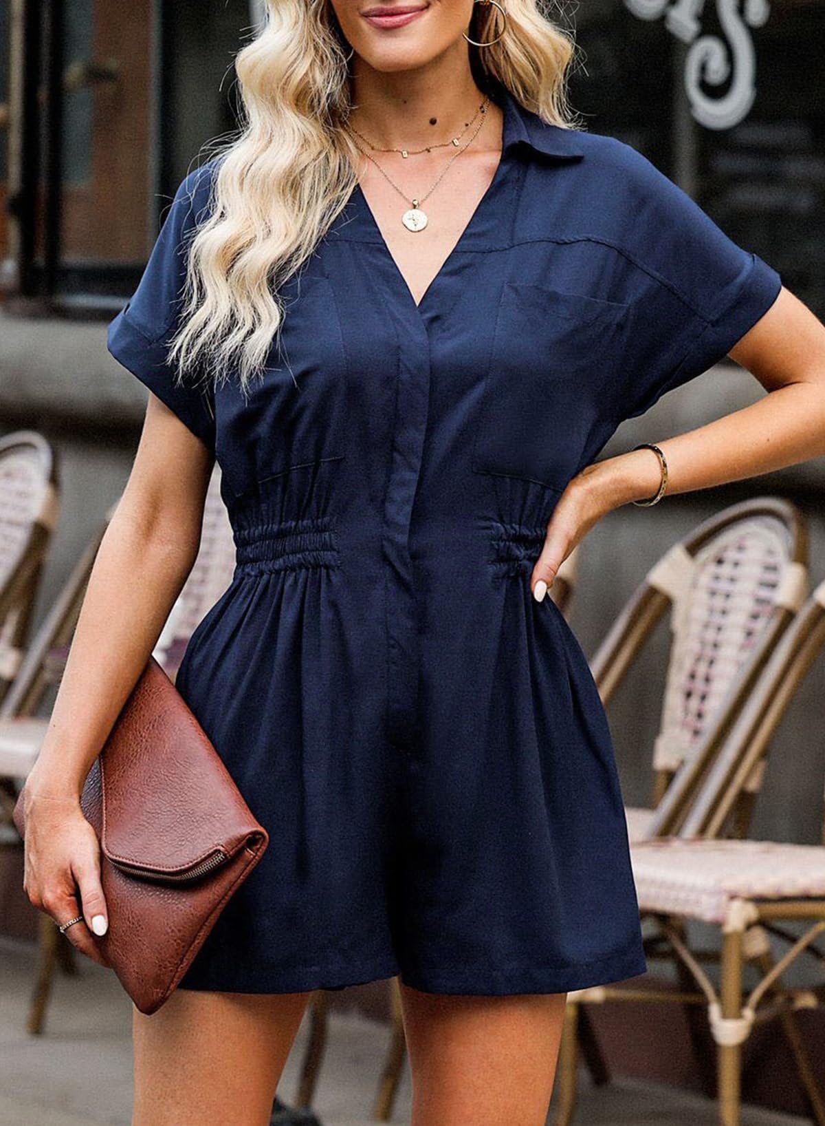 Women's Summer Short Trooper Jumpsuits with Pocket