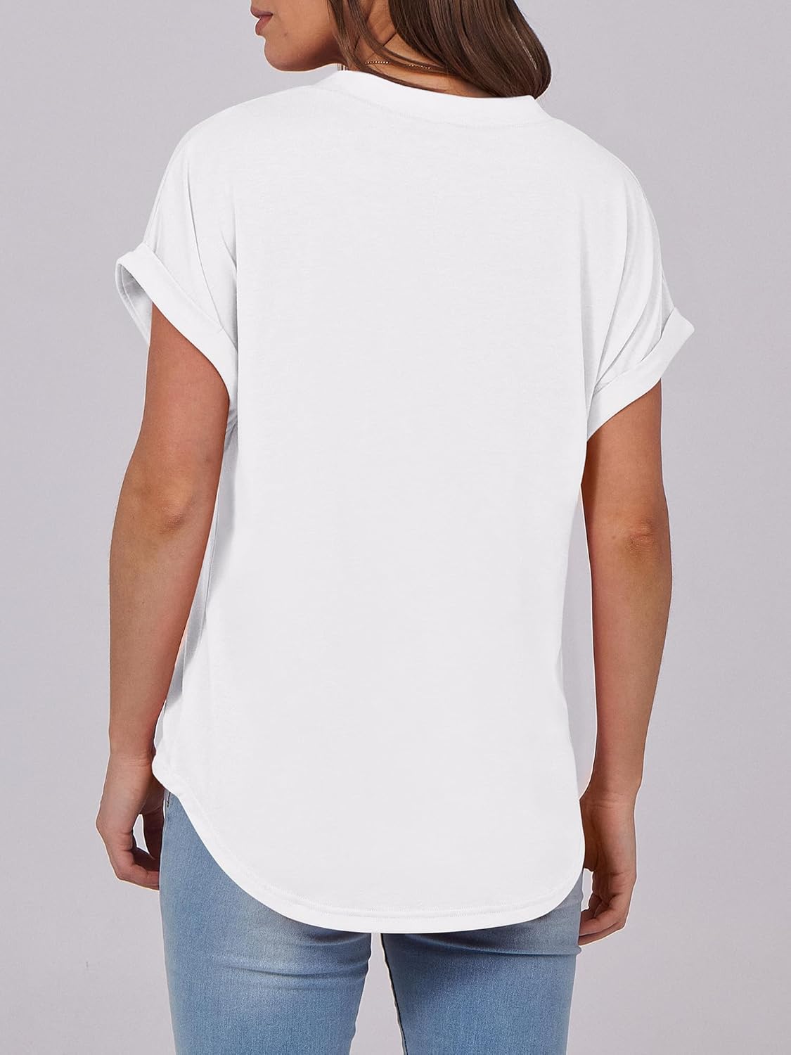 Women's V Neck Button Casual Loose Fit Short Sleeve Shirts Henley Tops