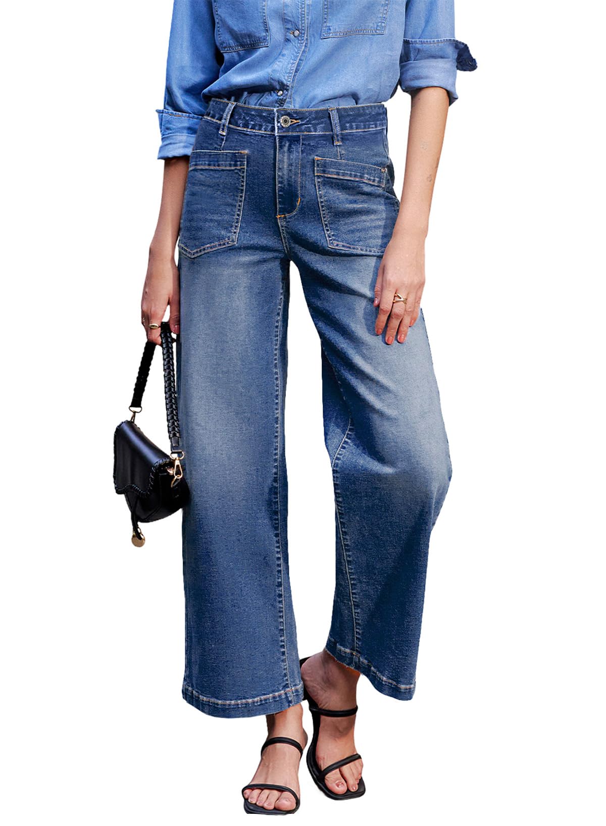 Women's Straight Leg Loose Ankle Denim Pants