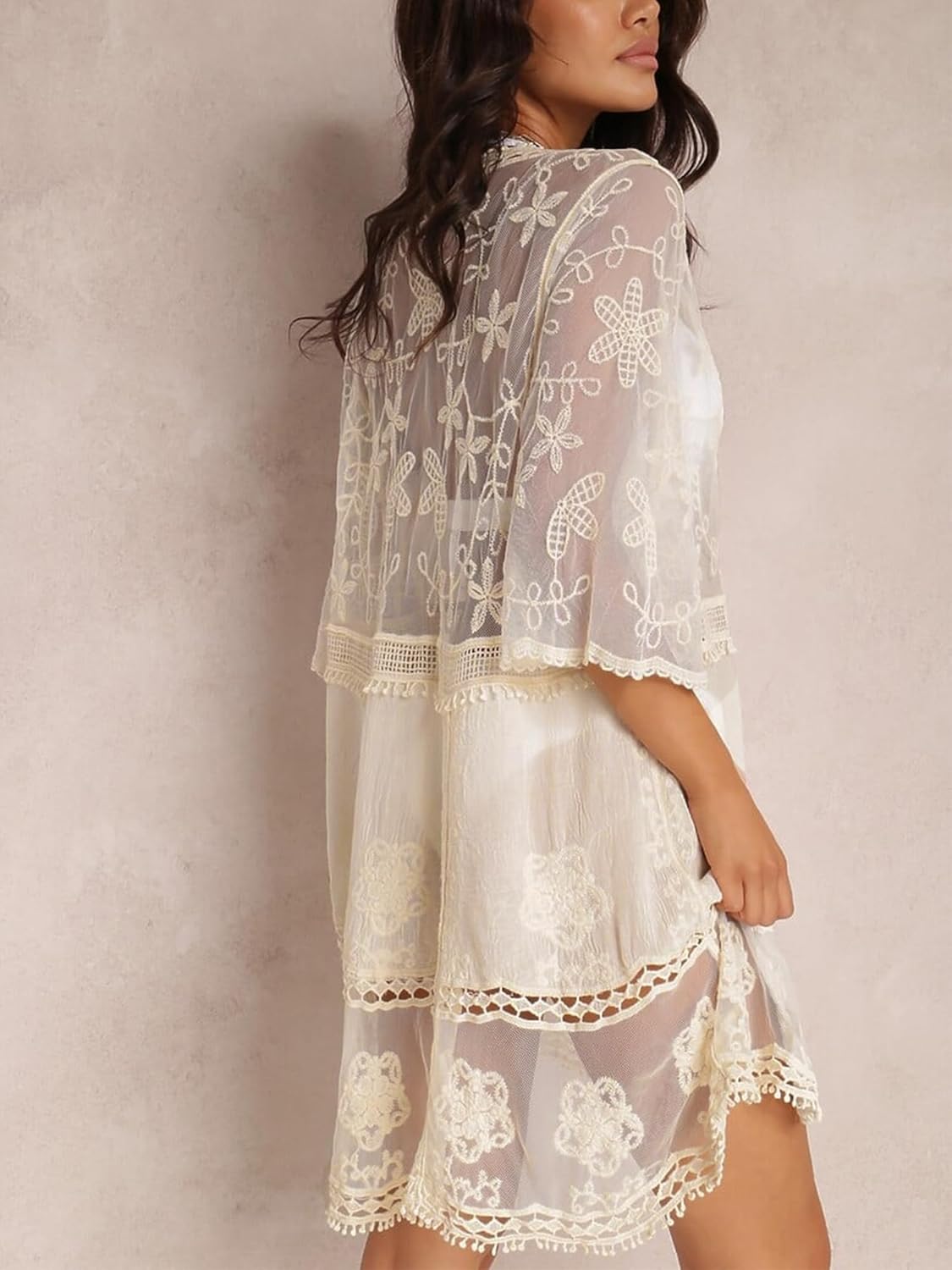 Women's Lace Bathing Suit Cover Up V-Neck Swimsuit Coverups