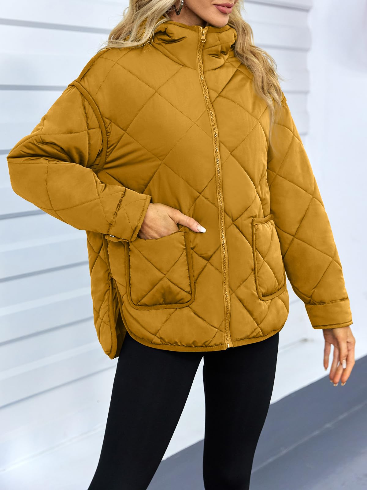Women's Trendy Hooded Long Sleeve Zip Up Quilted Puffer Jacket