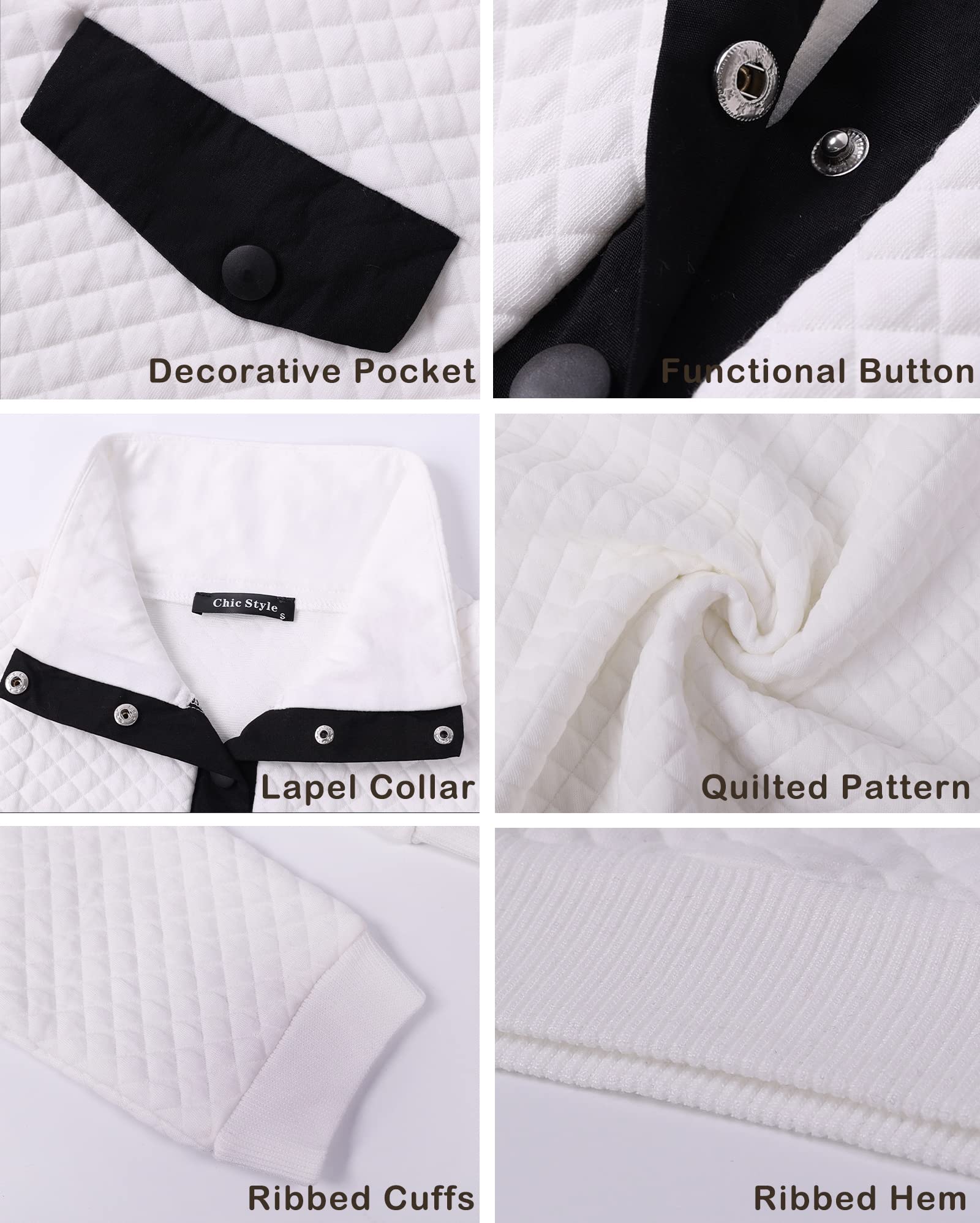 Women Fashion Quilted Pattern Lightweight Zipper Long Sleeve Plain Casual Ladies Sweatshirts