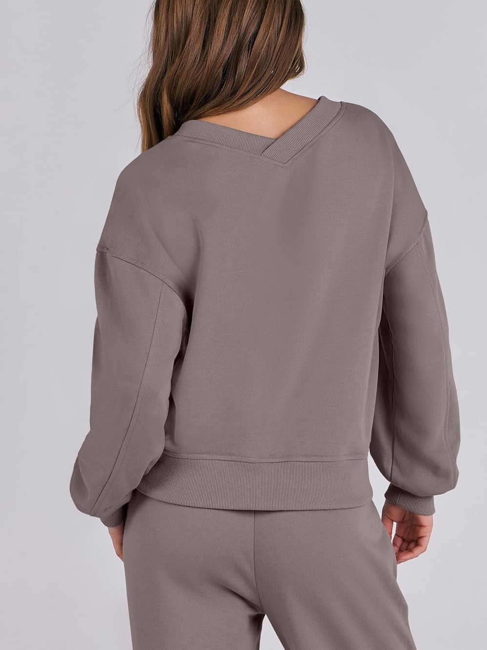 Women's V Neck Sweatshirts Wide Leg Jogger Sweatpants Lounge Sets