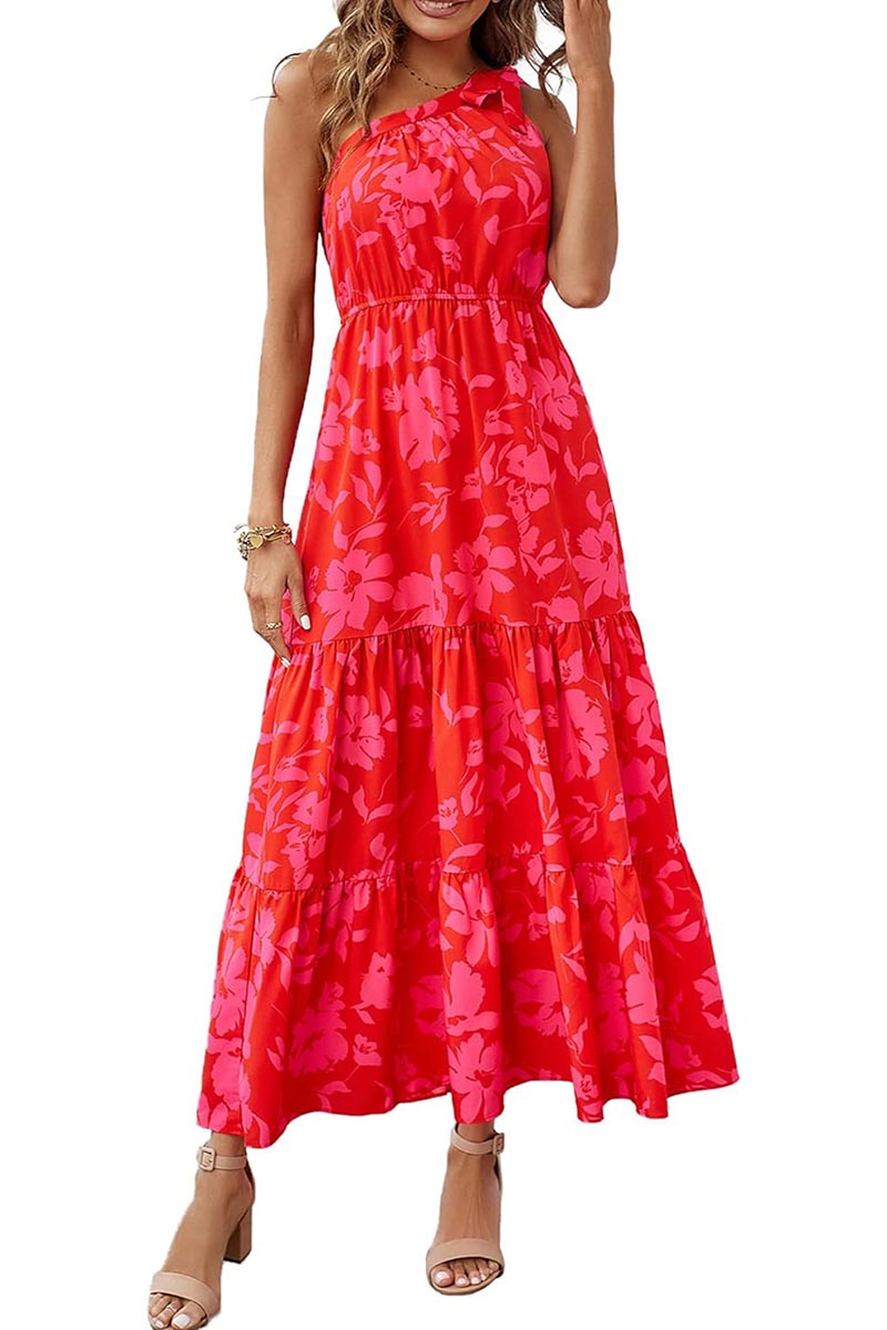 Women's Floral Knotted Off-Shoulder Ruffled Flowing Dress(BUY 2 FREE SHIPPING)