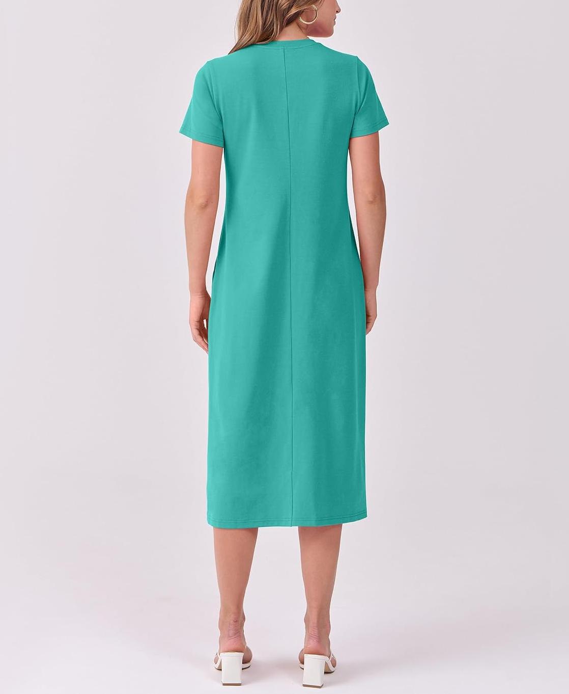 Women's Casual Short Sleeve Crewneck T Shirt Long Dresses(Buy 2 Free Shipping)