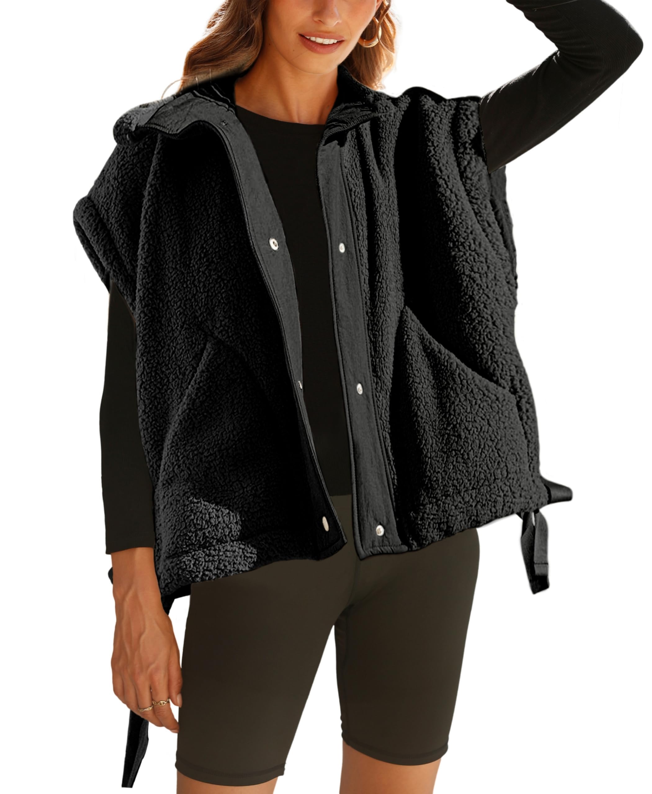  Women's Fuzzy Fleece Vest Oversized Sleeveless Sherpa Jacket (Buy 2 10% off)