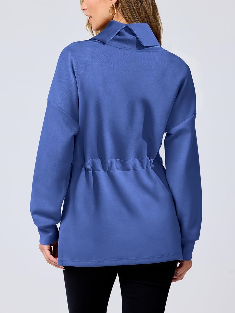 Women's Long Sleeve Turtleneck Drawstring Waist Hoodie Sweatshirts