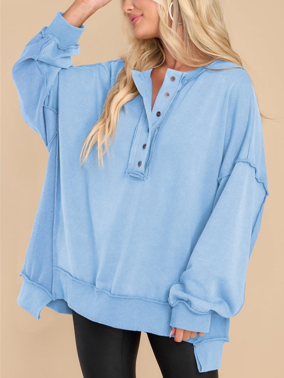 Oversized Long Sleeve Button Down Sweatshirt