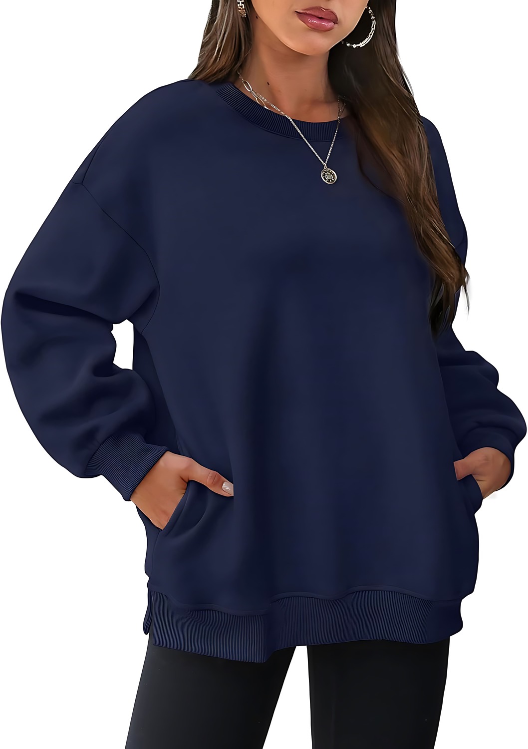 Women's Oversized Crewneck Pullover Sweatshirts with Pocket