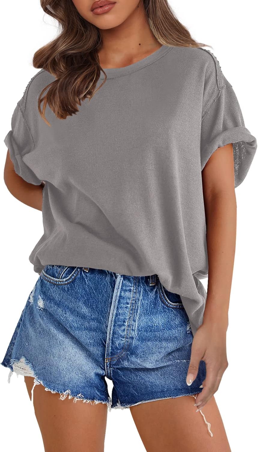 Womens Oversized T Shirts  Short Sleeve Summer Tees Loose Fit Tops(🔥50% OFF!!)