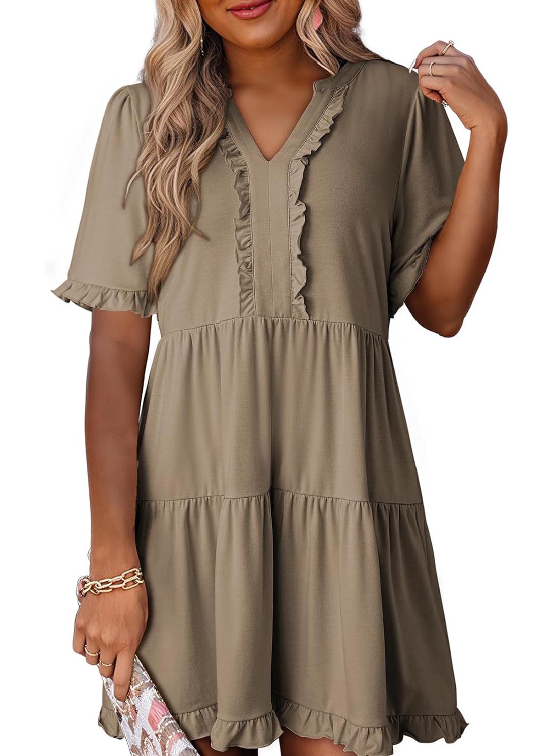 Women's Spring Short Sleeve Casual A-Line Flowing Hem Dress(BUY 2 FREE SHIPPING)