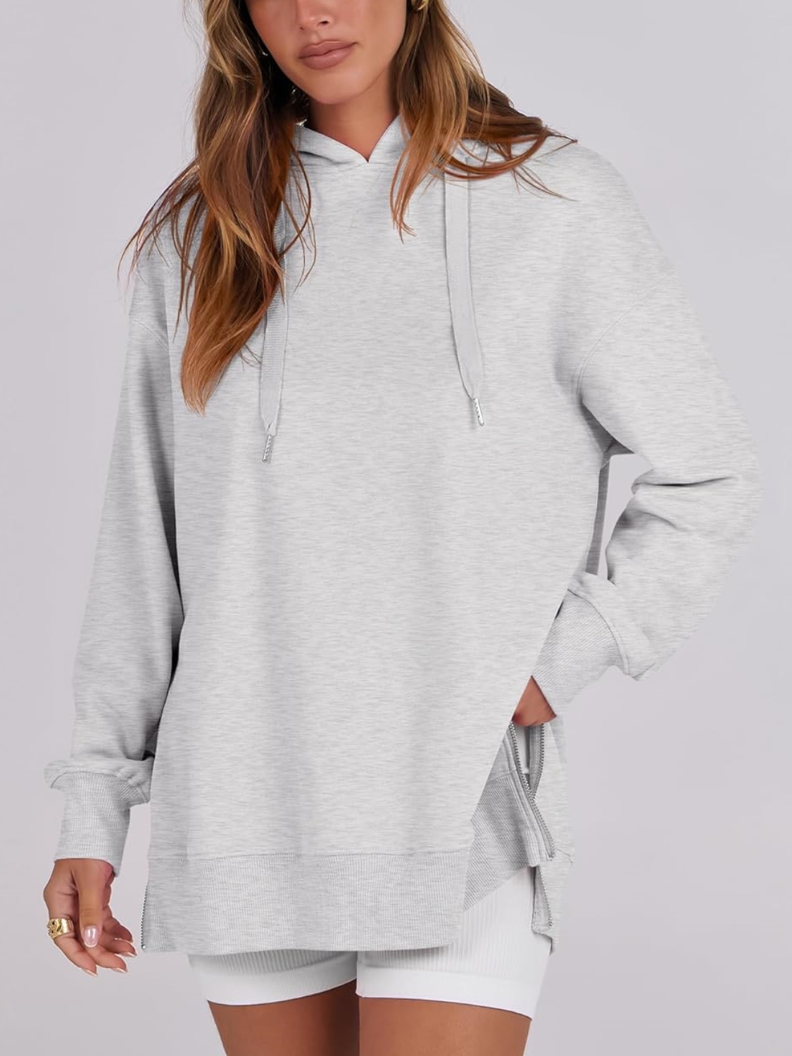 Oversized Side Zipper Tunic Pullover Hoodie (Buy 2 Free Shipping)