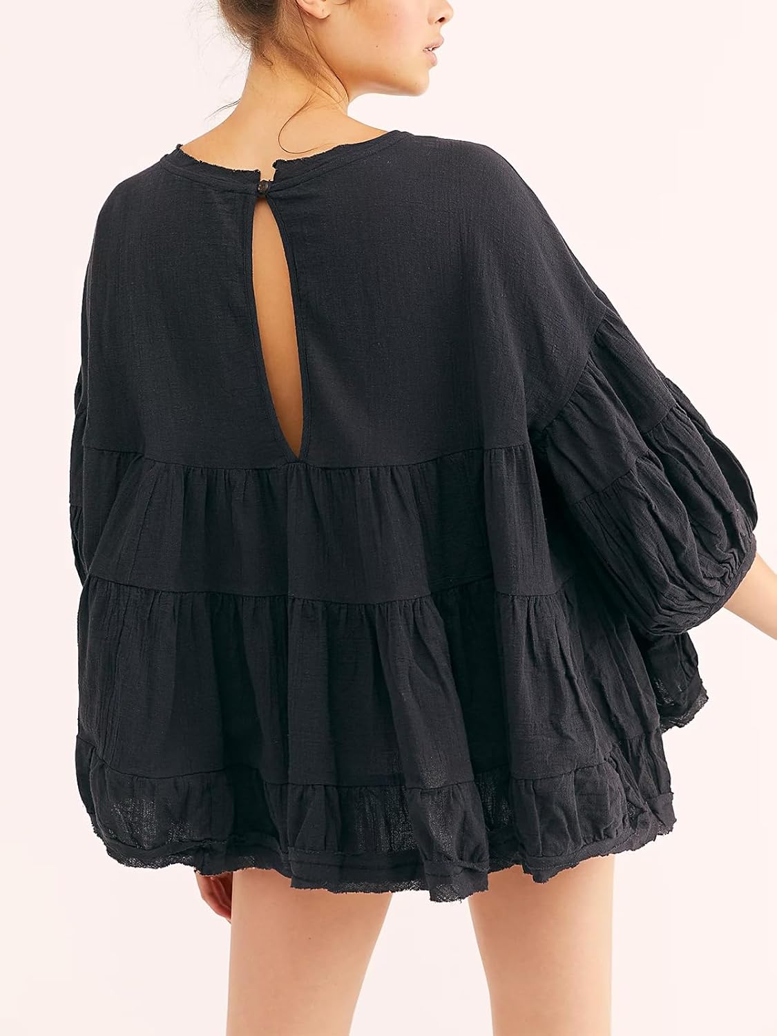 Casual Balloon Sleeve Ruffle Top (Buy 2 Free Shipping)