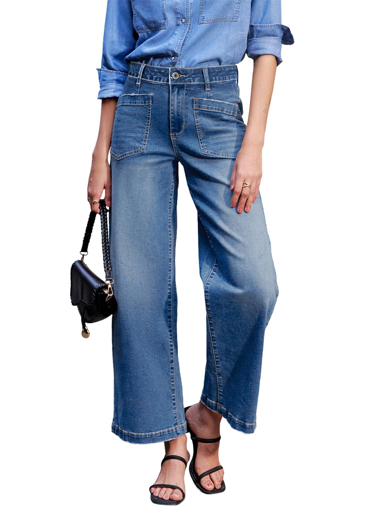 Women's Straight Leg Loose Ankle Denim Pants