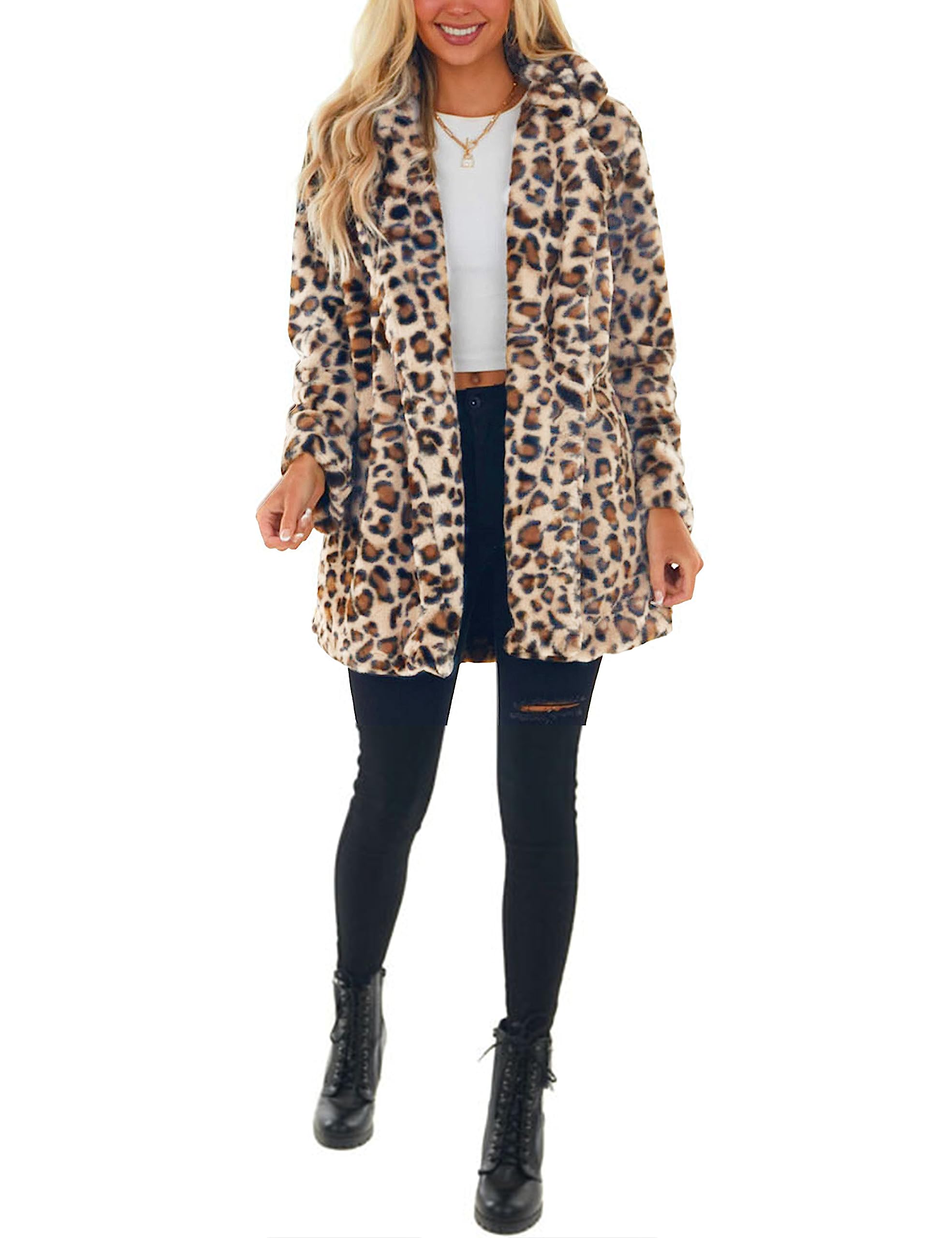 HOT SALE Women's Faux Fur Jackets Leopard Coats