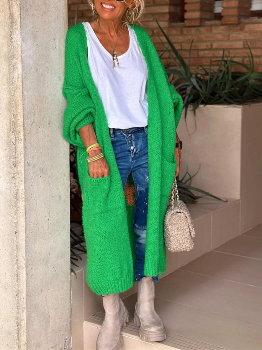 Letter Dropped Shoulder Long Sleeve Cardigan