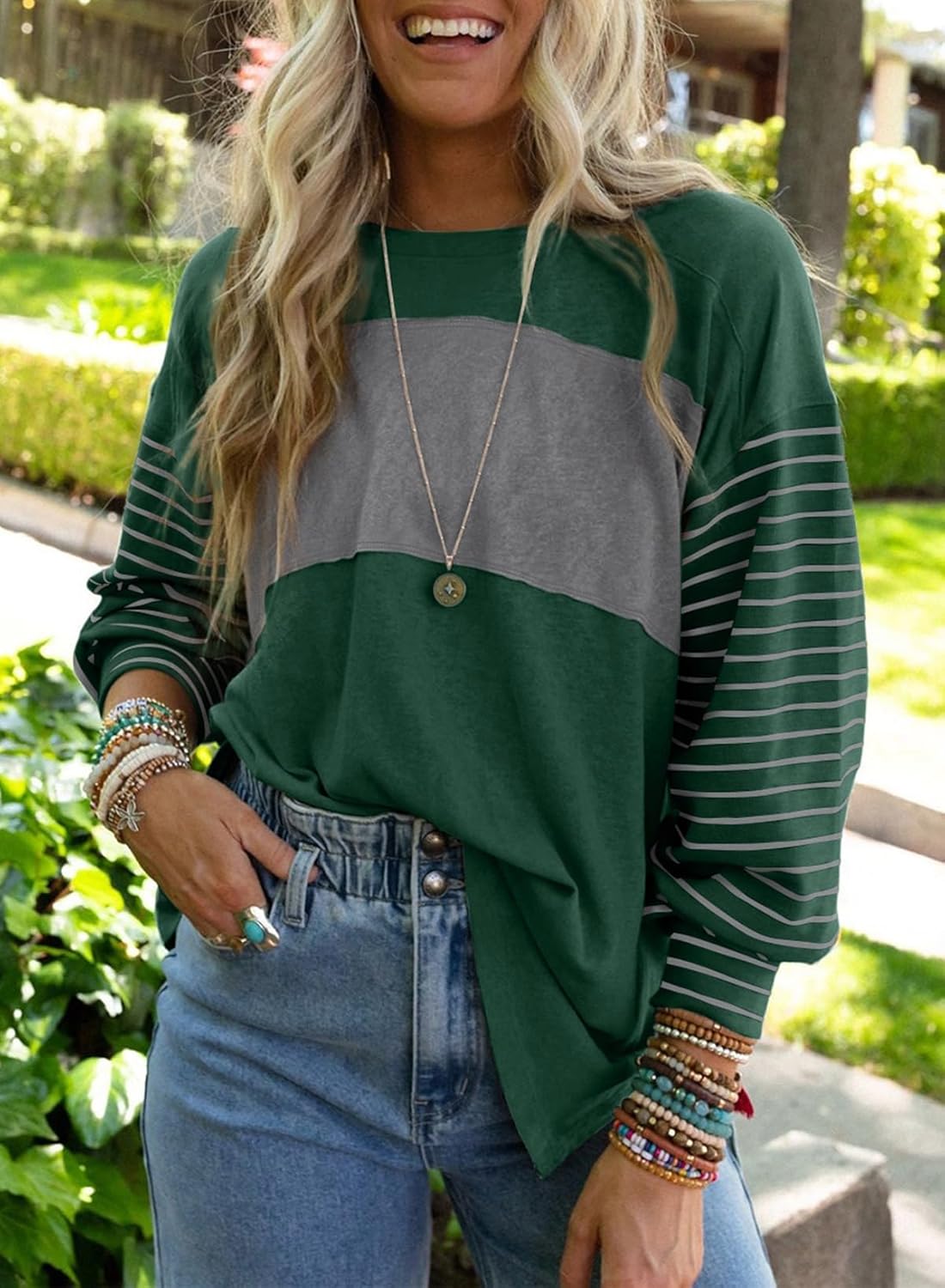 HOT SALE Women's Oversized Casual Color Block Pullover