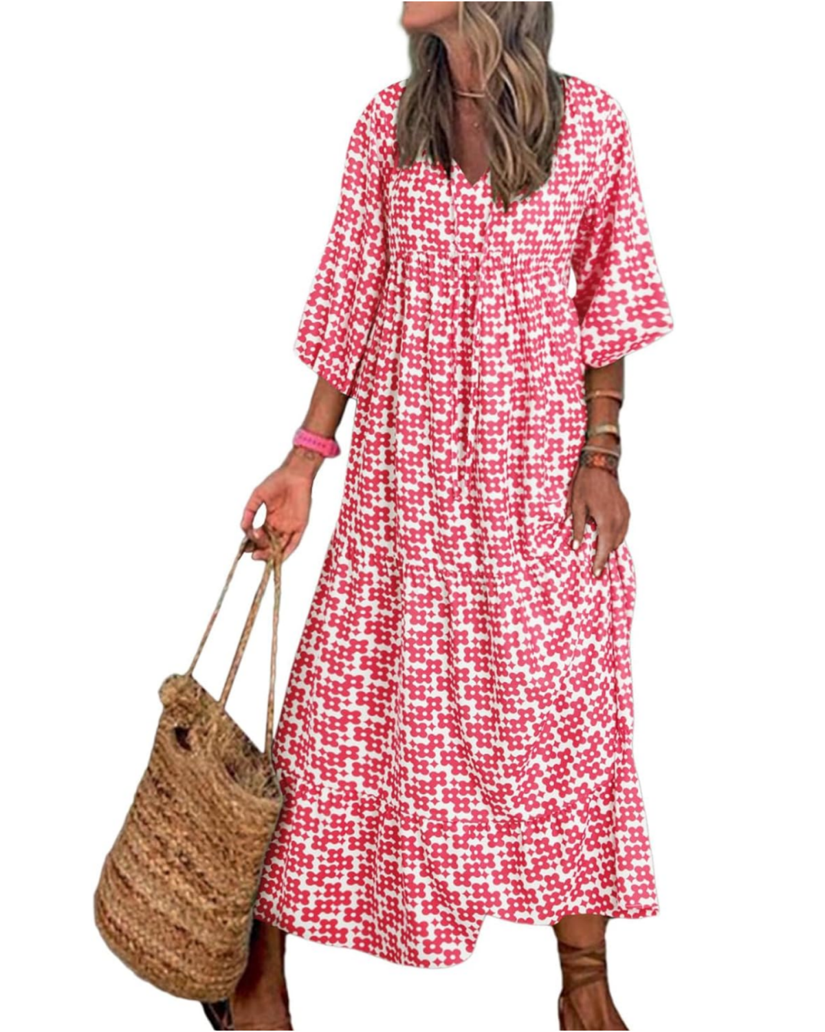 Women's Boho Puff Sleeve Maxi Dress (Buy 2 Free Shipping)