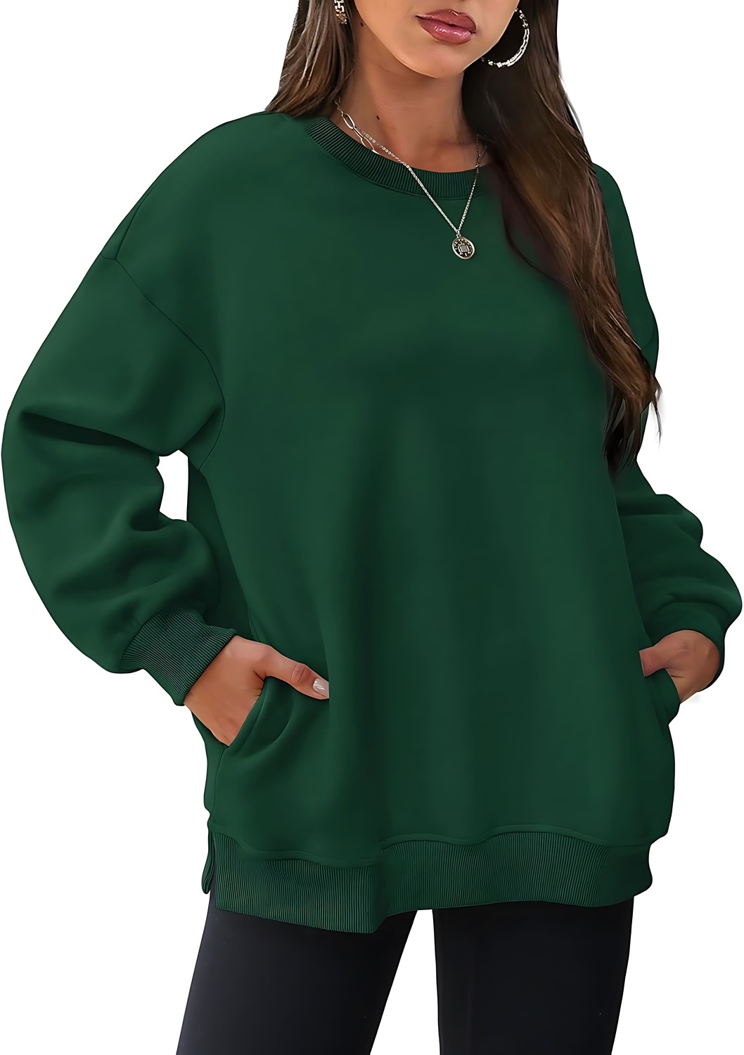 Women's Oversized Crewneck Pullover Sweatshirts with Pocket
