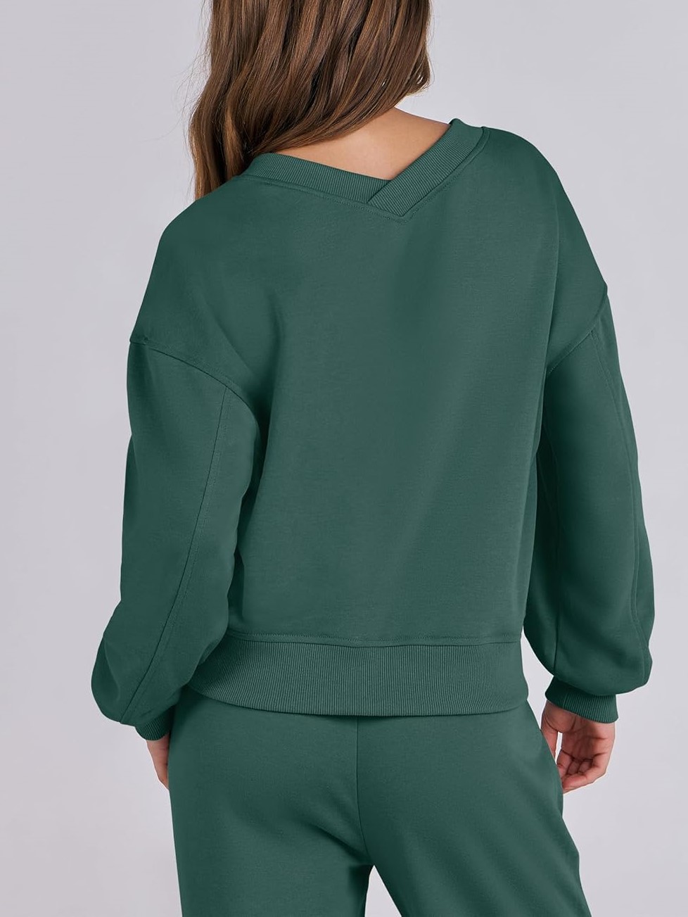 Women's V Neck Sweatshirts Wide Leg Jogger Sweatpants Lounge Sets