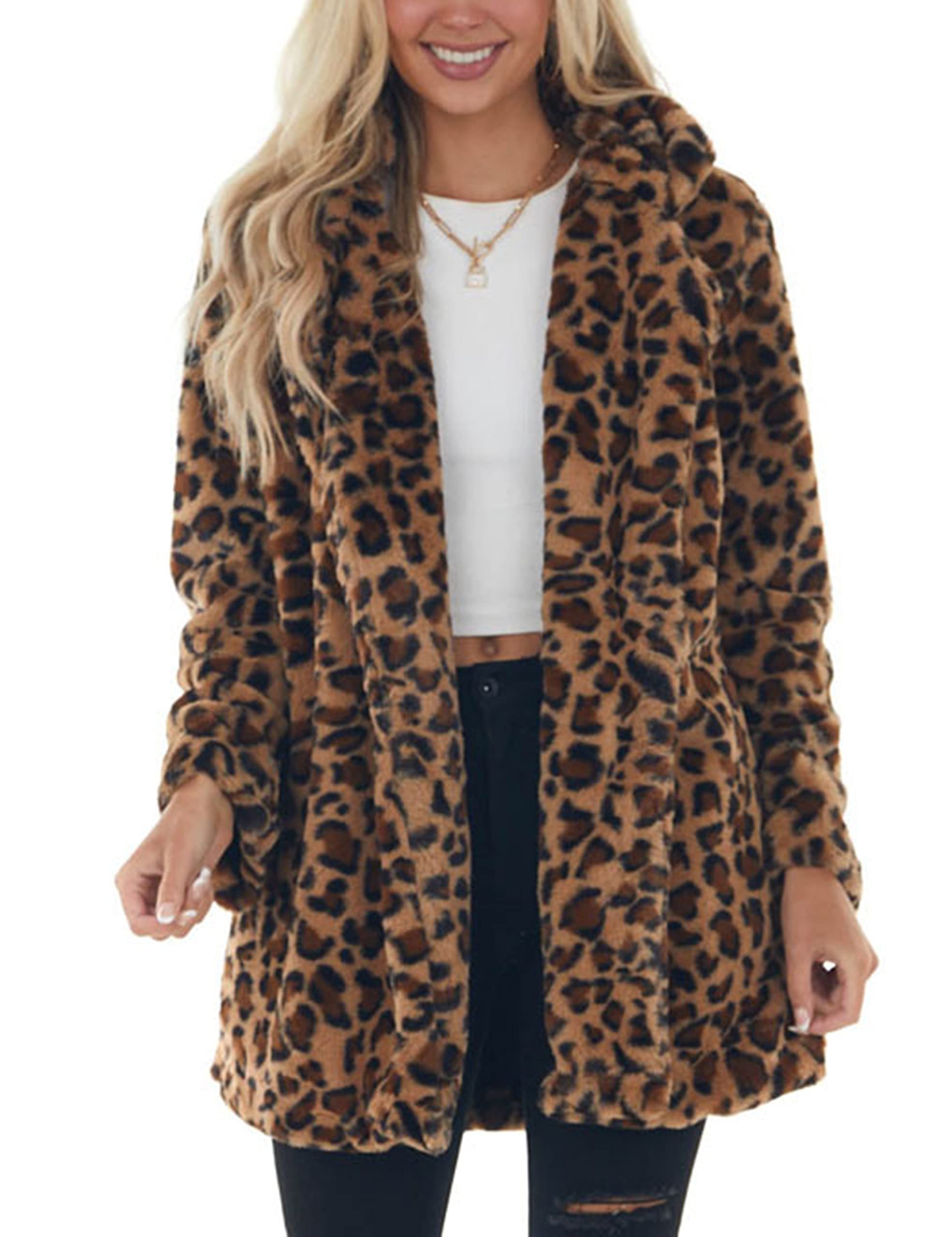 Womens Faux Fur Coats Leopard Jackets(50% OFF!!!)