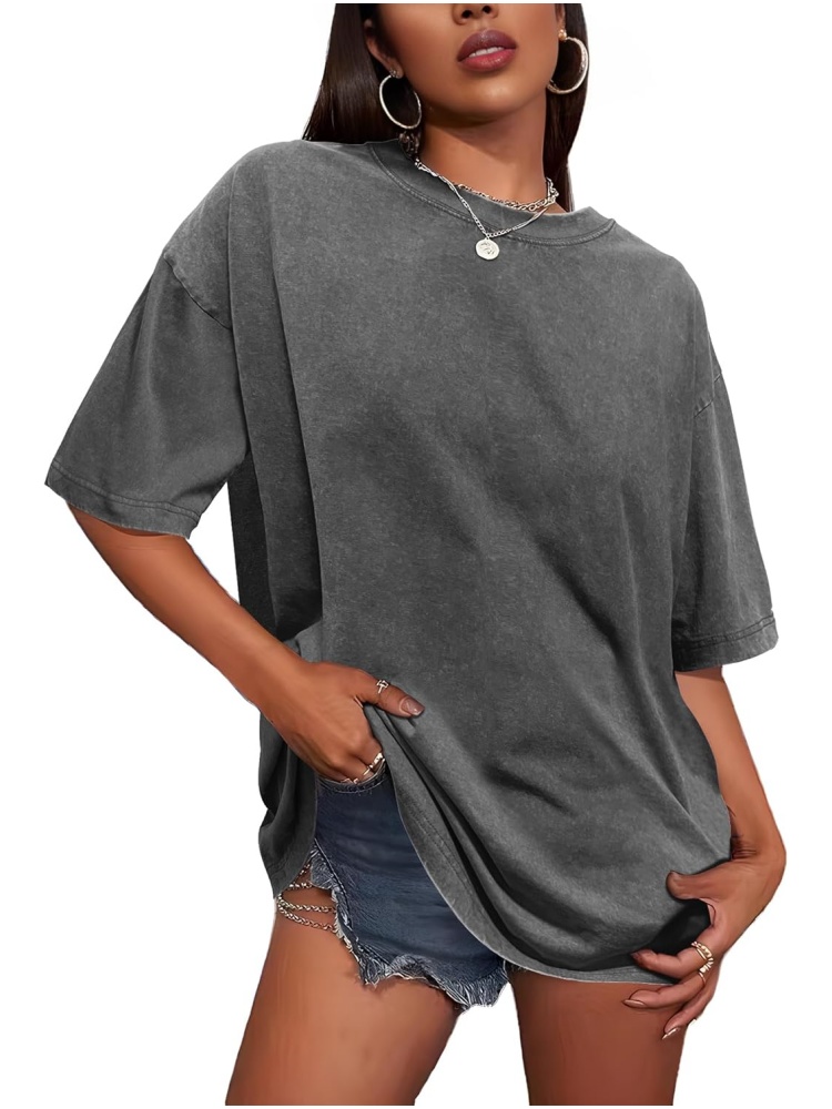 Women's Vintage Baggy Grunge Wash Cotton Tees