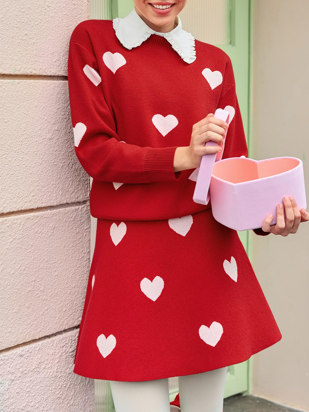 ⏰Hot Sale-Women's Skirt 2 Piece Long Sleeve Crewneck Sweaters (Buy 2 Free Shipping)