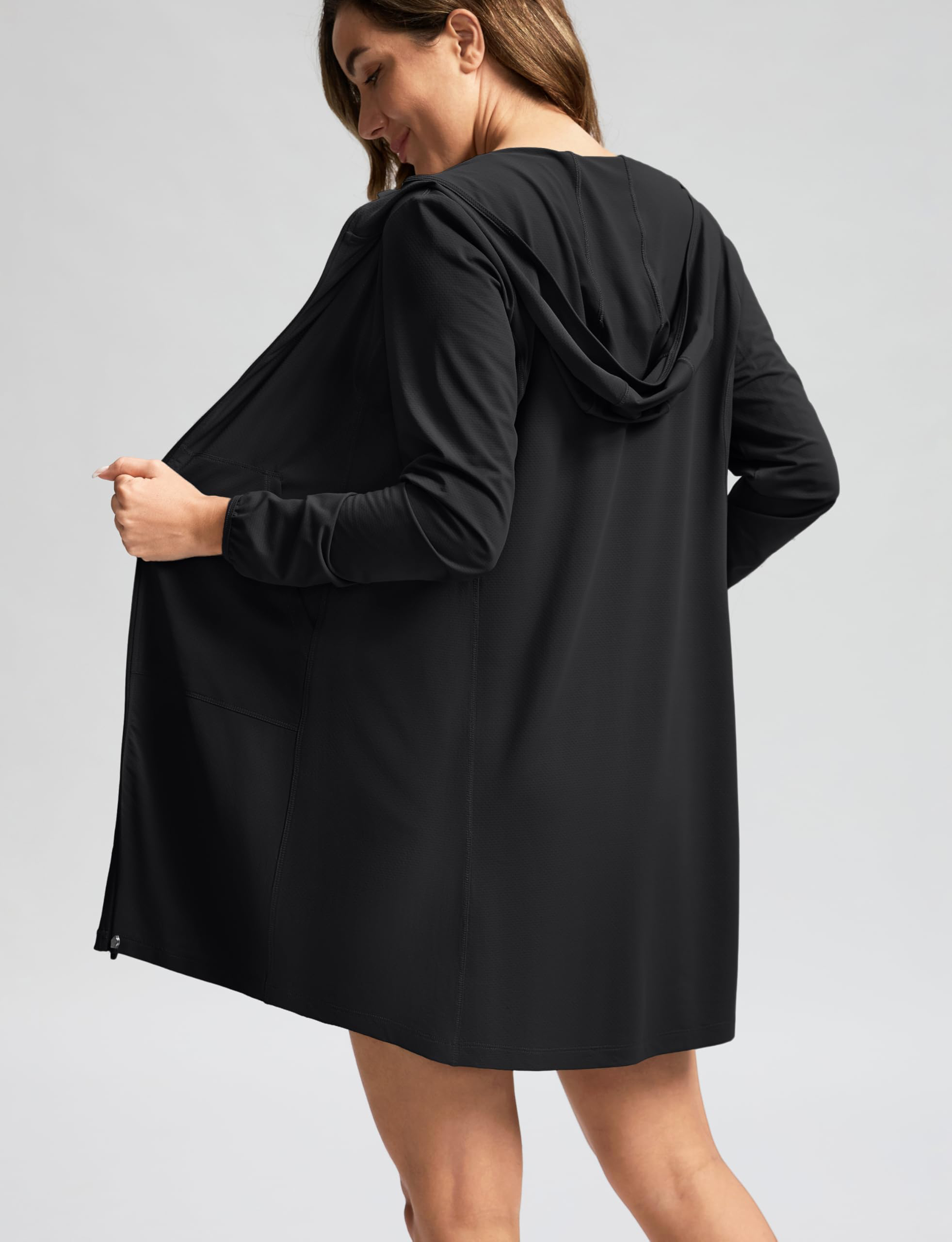 Women's Swim Cover Up Sun Protection Hoodie Long Jacket