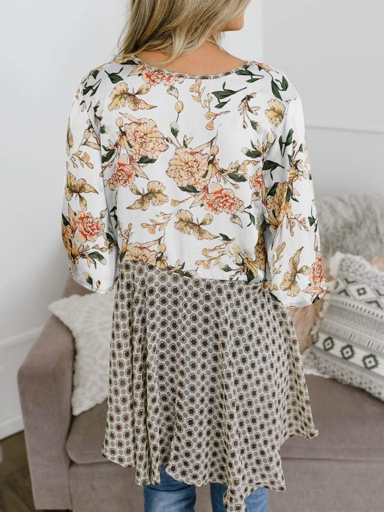 HOT SALE Women's Floral Kimono 3/4 Ruffle Sleeve Tie Cardigans Flowy Boho Loose Cover Ups