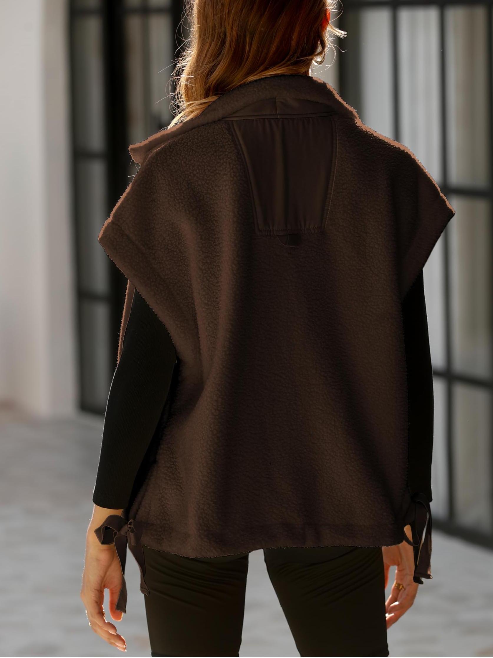  Women's Fuzzy Fleece Vest Oversized Sleeveless Sherpa Jacket (Buy 2 10% off)