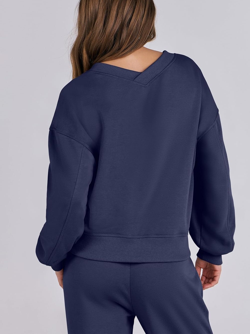 Women's V Neck Sweatshirts Wide Leg Jogger Sweatpants Lounge Sets