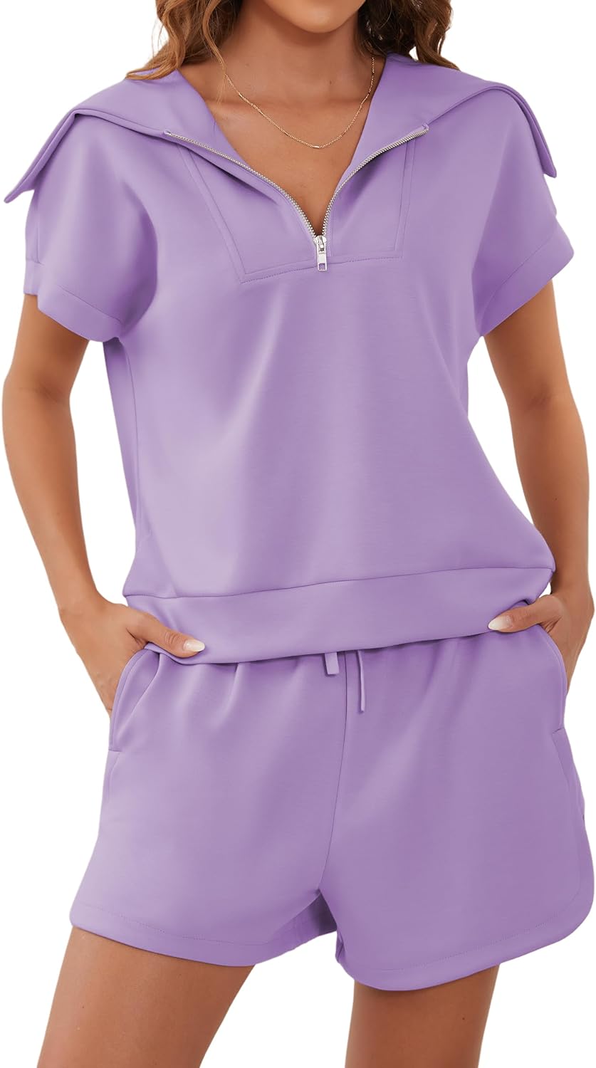 ⏰Hot Sale-Women's Navy Collar Half Zip Set (Buy 2 Free Shipping)