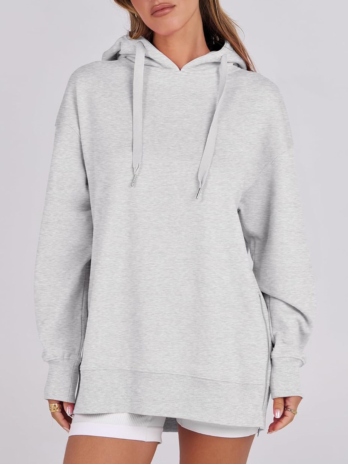 Oversized Side Zipper Tunic Pullover Hoodie (Buy 2 Free Shipping)
