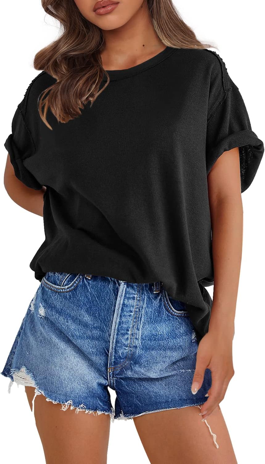 Womens Oversized T Shirts  Short Sleeve Summer Tees Loose Fit Tops(🔥50% OFF!!)