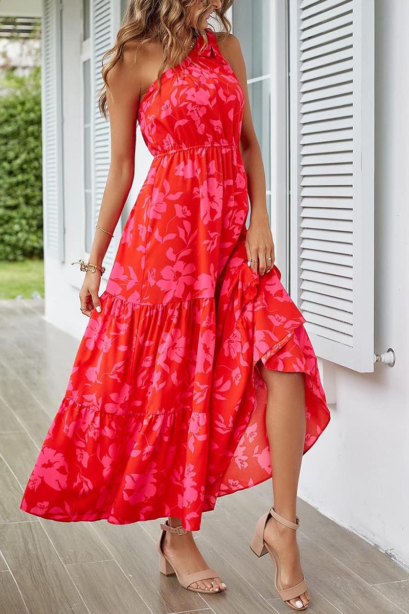 Women's Floral Knotted Off-Shoulder Ruffled Flowing Dress(BUY 2 FREE SHIPPING)